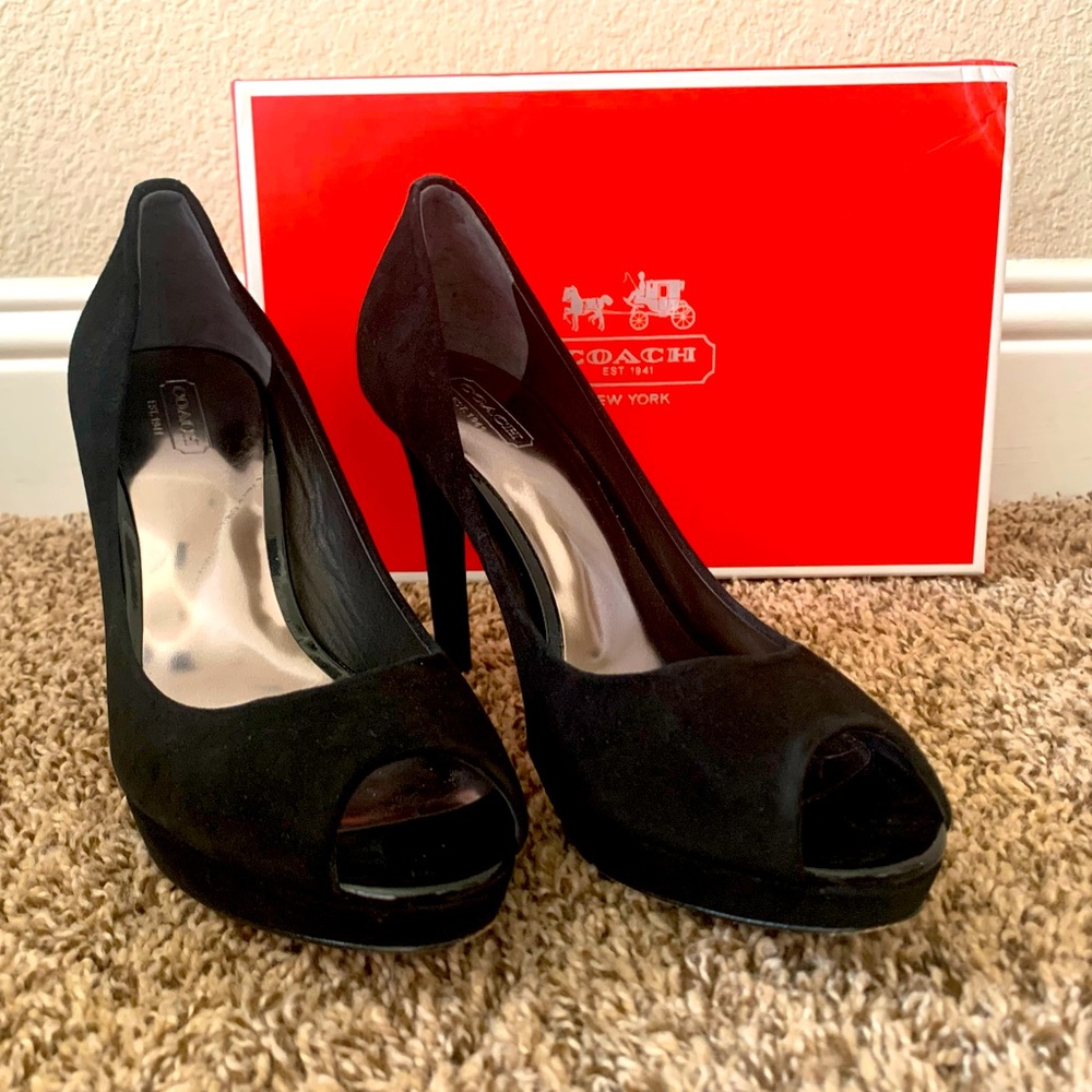COACH open toe heels, color black, size 9! You will rock!! - Picture 2 of 6
